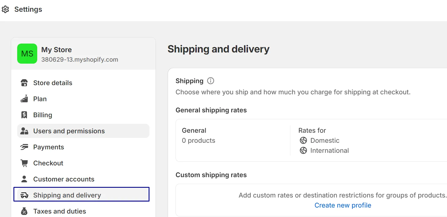Go to Settings > “Shipping and delivery.”